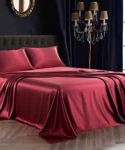 Juego de sábanas de satén SiinvdaBZX de 4 -Borgoña