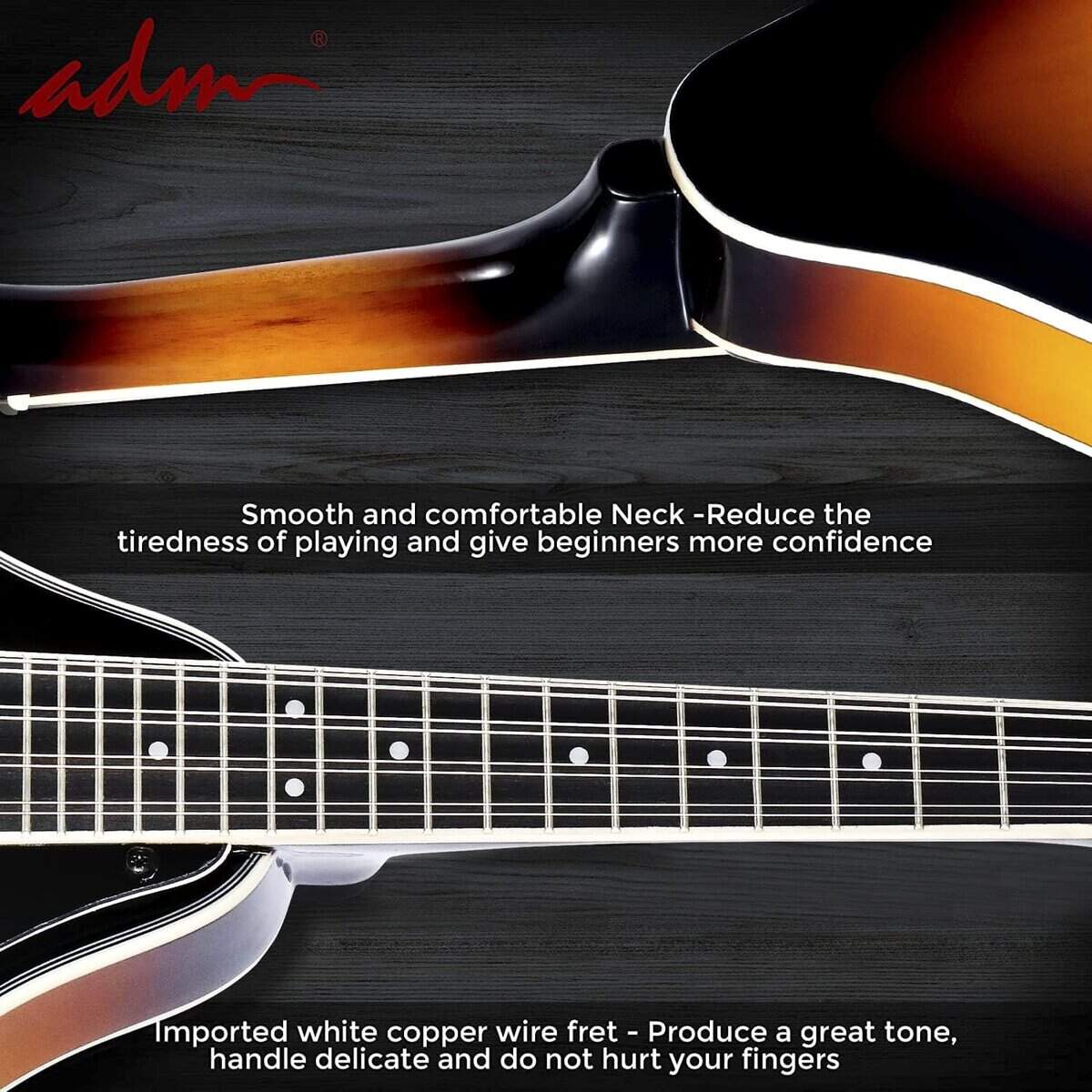 Kit de instrumento de mandolina acústica ADM de estilo A - Imagen 9