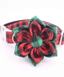 Collar Rojo de Navidad con Flor para Perro, Collar de Flor