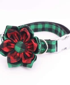 Collar de Perro con Flor Navideña Verde, Collar de Flor