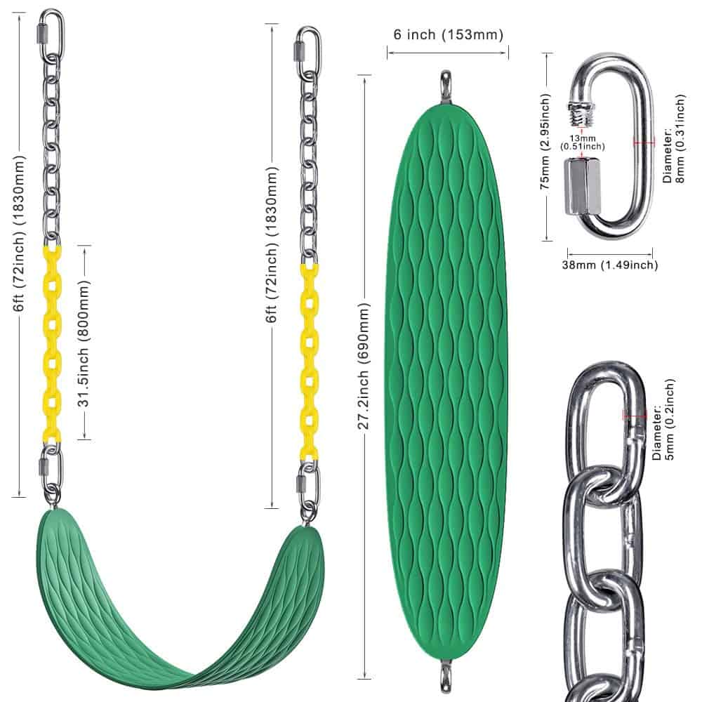 Asiento de Columpio Dolibest Resistente con Cadena de 66'' - Imagen 5