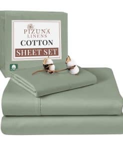 Juego de Sábanas 100% Algodón Puro Tamaño Twin de Pizuna,