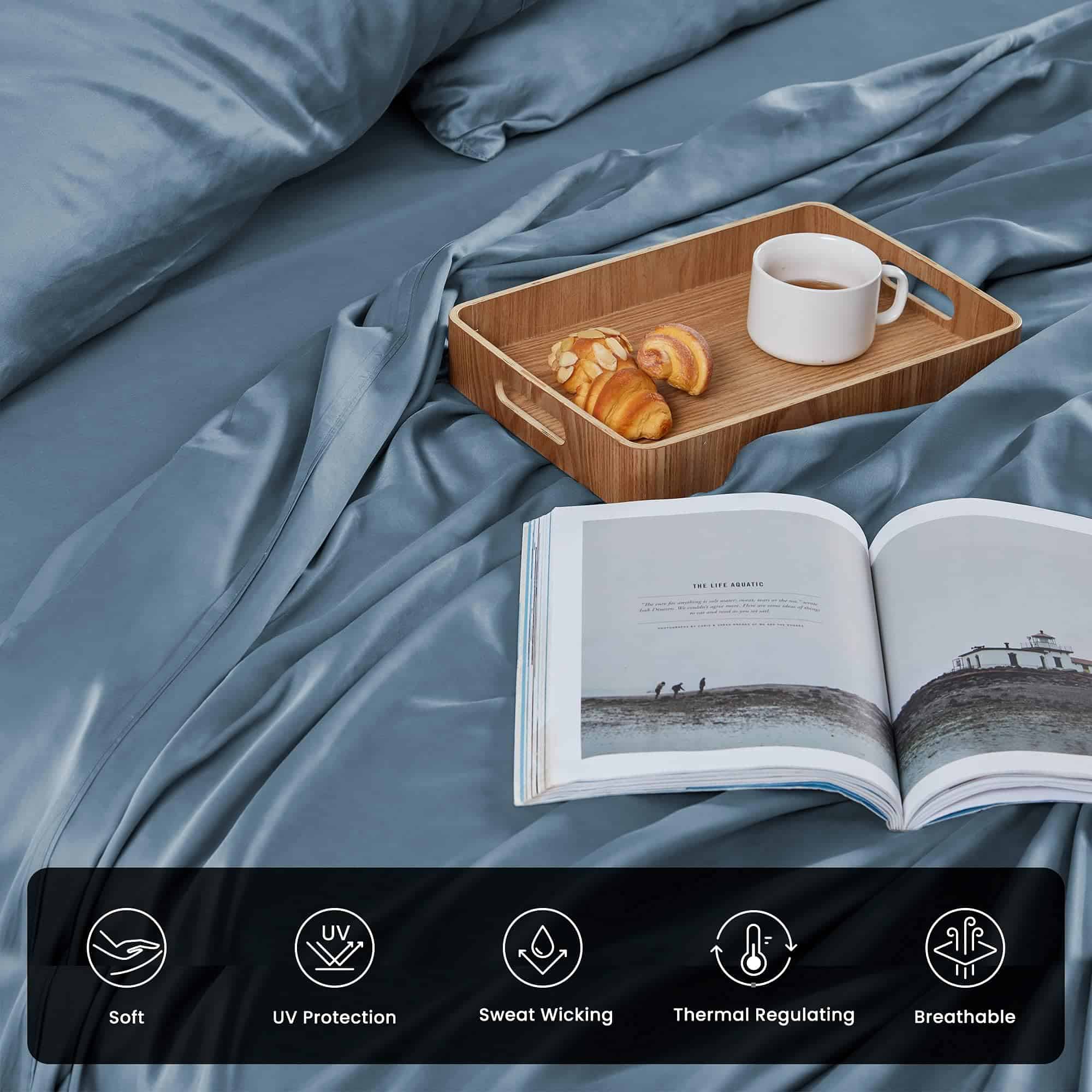 Juego de sábanas SLEEP ZONE, 100% Viscosa -Azul - Imagen 5