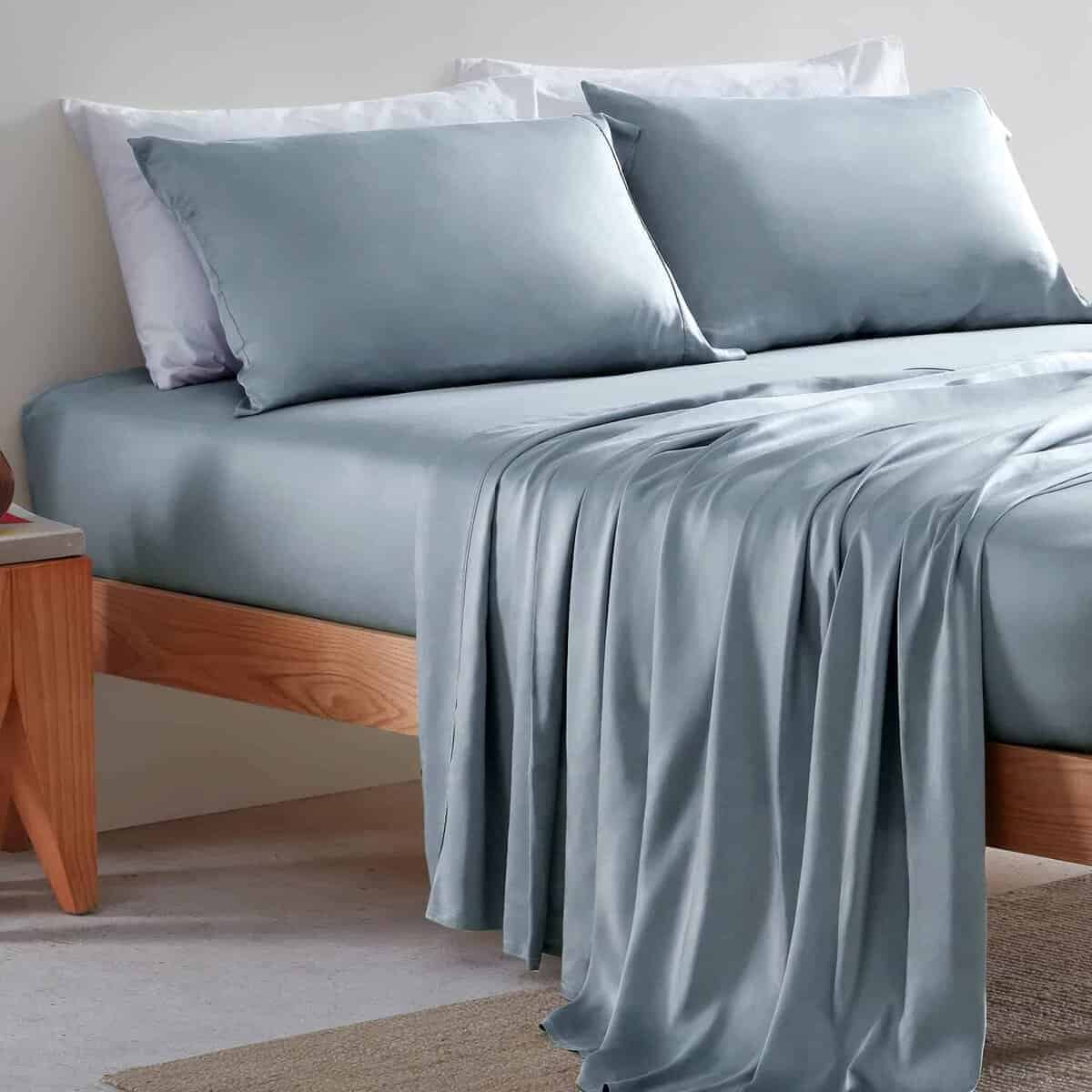 Juego de sábanas SLEEP ZONE Twin, 100% Viscosa -Gris Plata