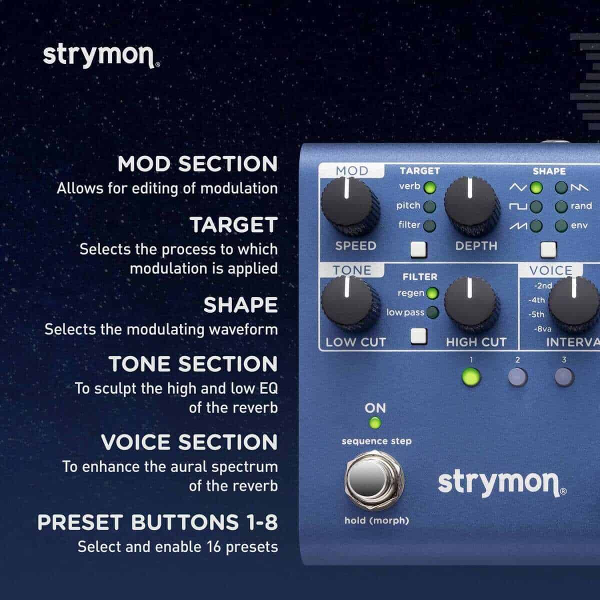 Pedal de efectos de reverb Strymon NightSky Time-Warped - Imagen 6