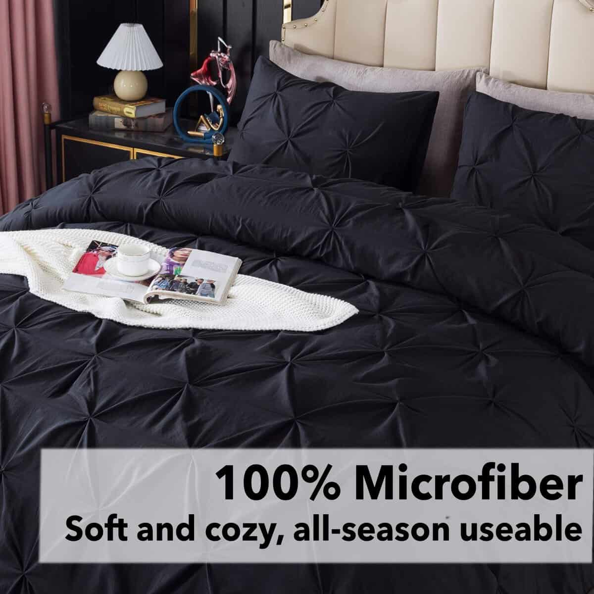 Andency Juego de Edredón Plegado de Pellizco Negro Queen - Imagen 5