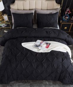 Andency Juego de Edredón Plegado de Pellizco Negro Queen