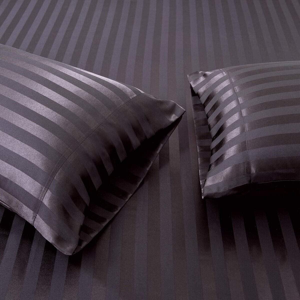 Juego de sábanas de satén de seda tamaño queen, negro - Imagen 4