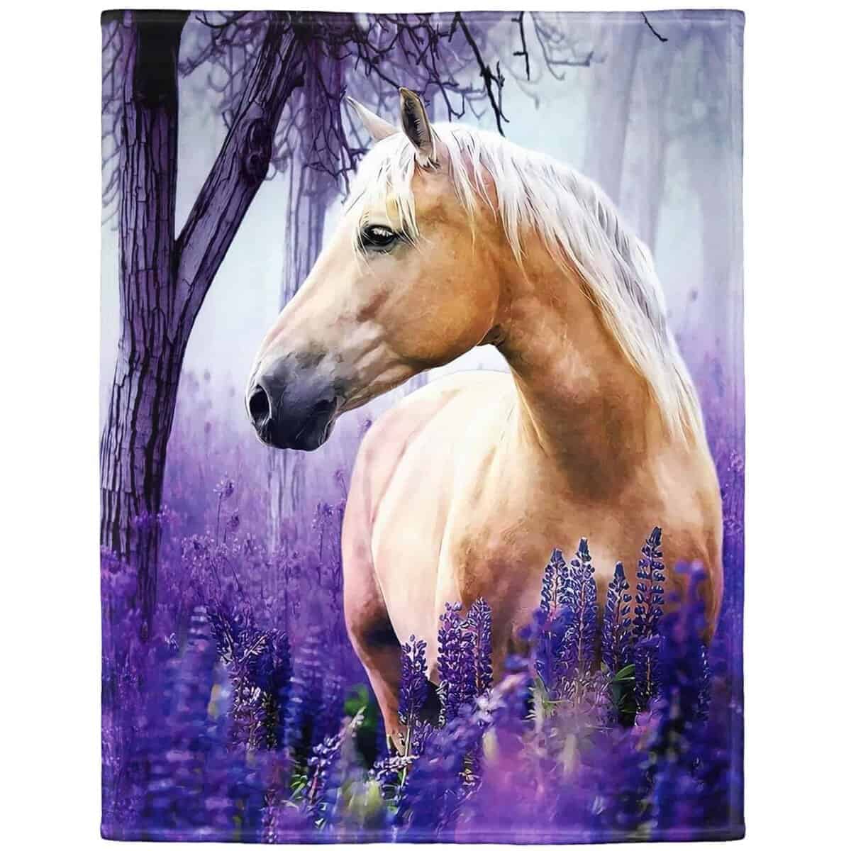 Manta de Caballo Palomino de 50"x80" con Morado Lavanda,