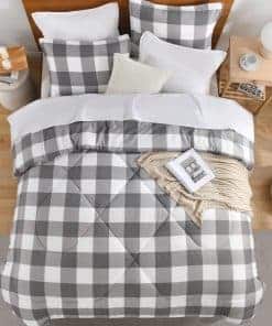 Andency Edredón a Cuadros Gris Claro King (104x90