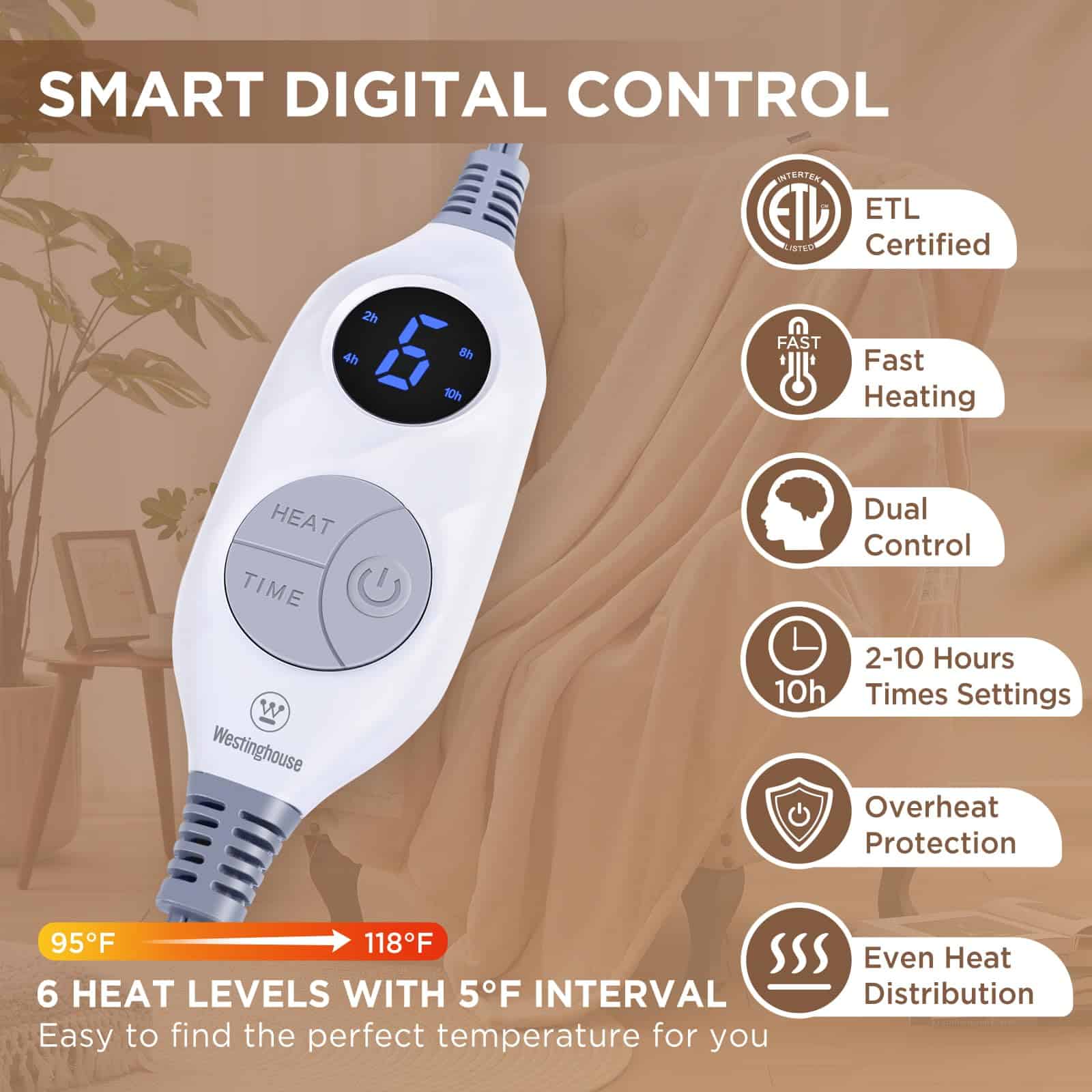 Manta Eléctrica Westinghouse, Mantita con 6 Niveles de - Imagen 7