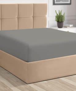 Sábana Ajustable Pizuna Pure 100% Algodón Gris Pizarra,