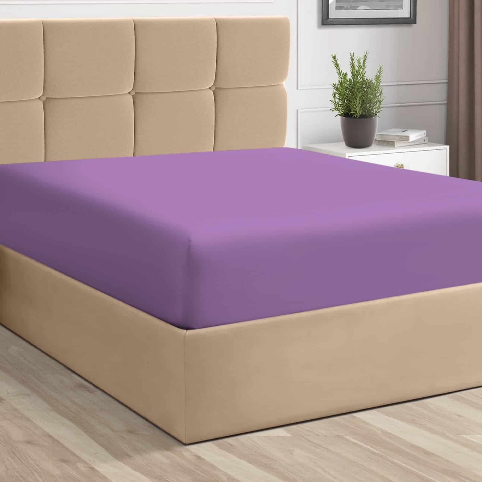 Sábana Ajustable Pizuna Pure 100% Algodón -Púrpura