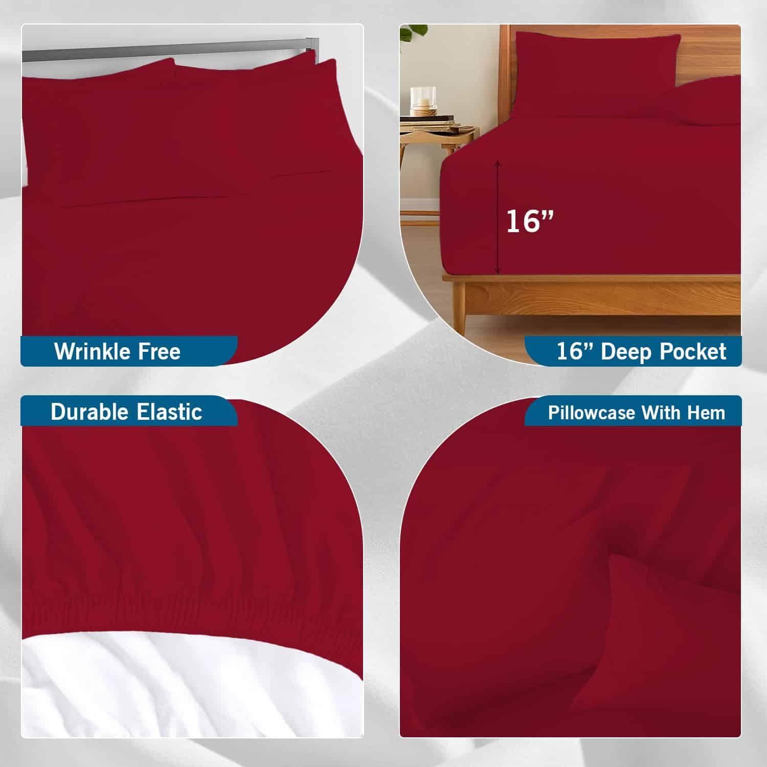 Juego de sábanas Saaz Linen de 4 piezas 100% algodón - Imagen 6