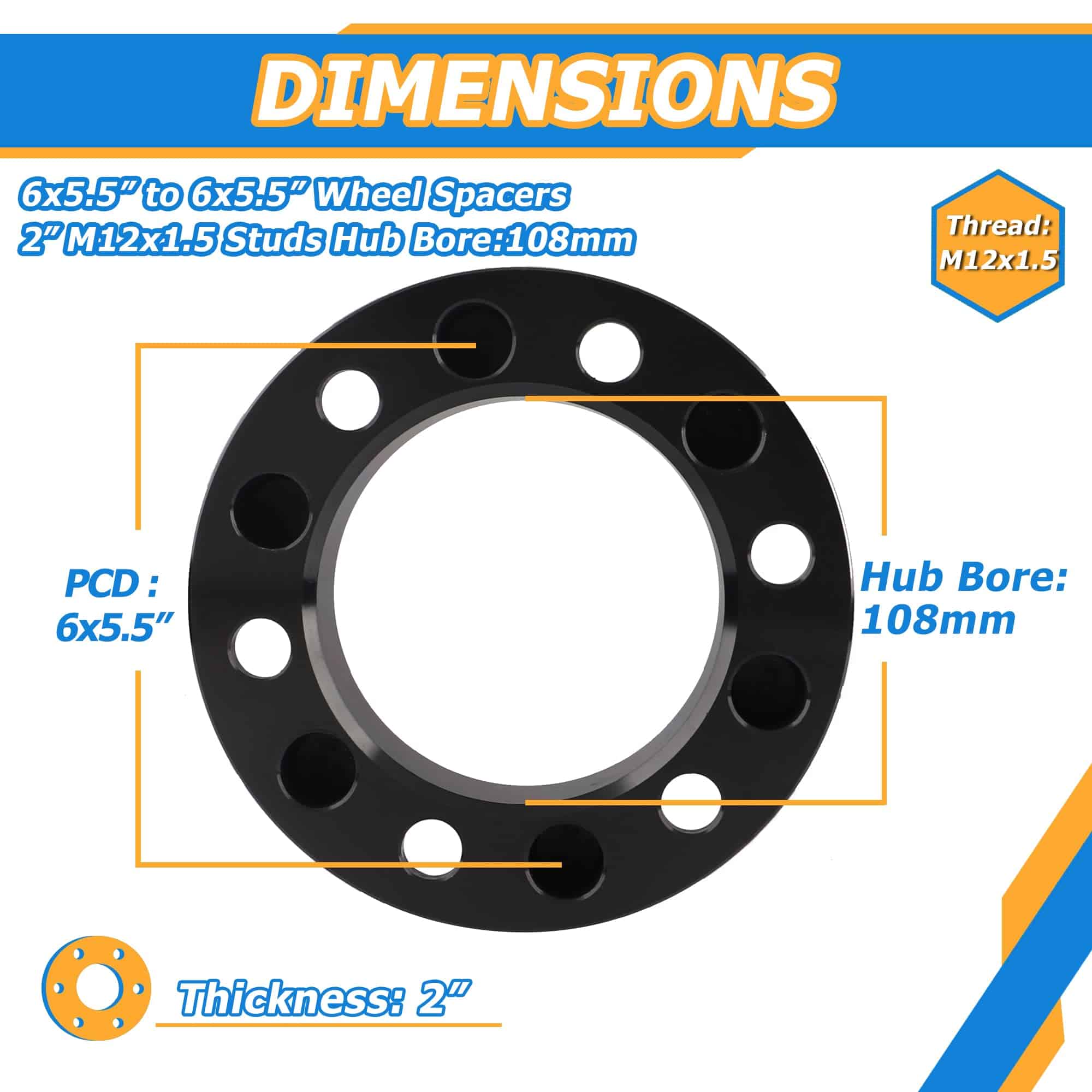 YIZBAP Separadores de Rueda 6x5.5 para Tacoma 4Runner - Imagen 3