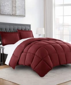 Juego de Edredón Alternativo de 3 Piezas -Borgoña