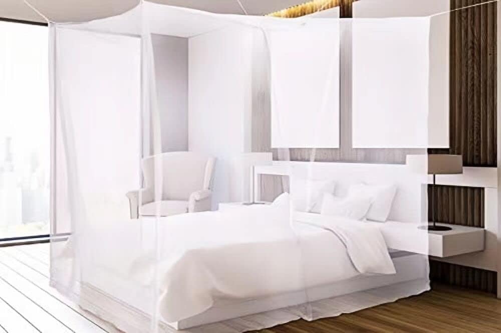 Mosquitero cuadrado de malla No-See-Um para cama Queen con