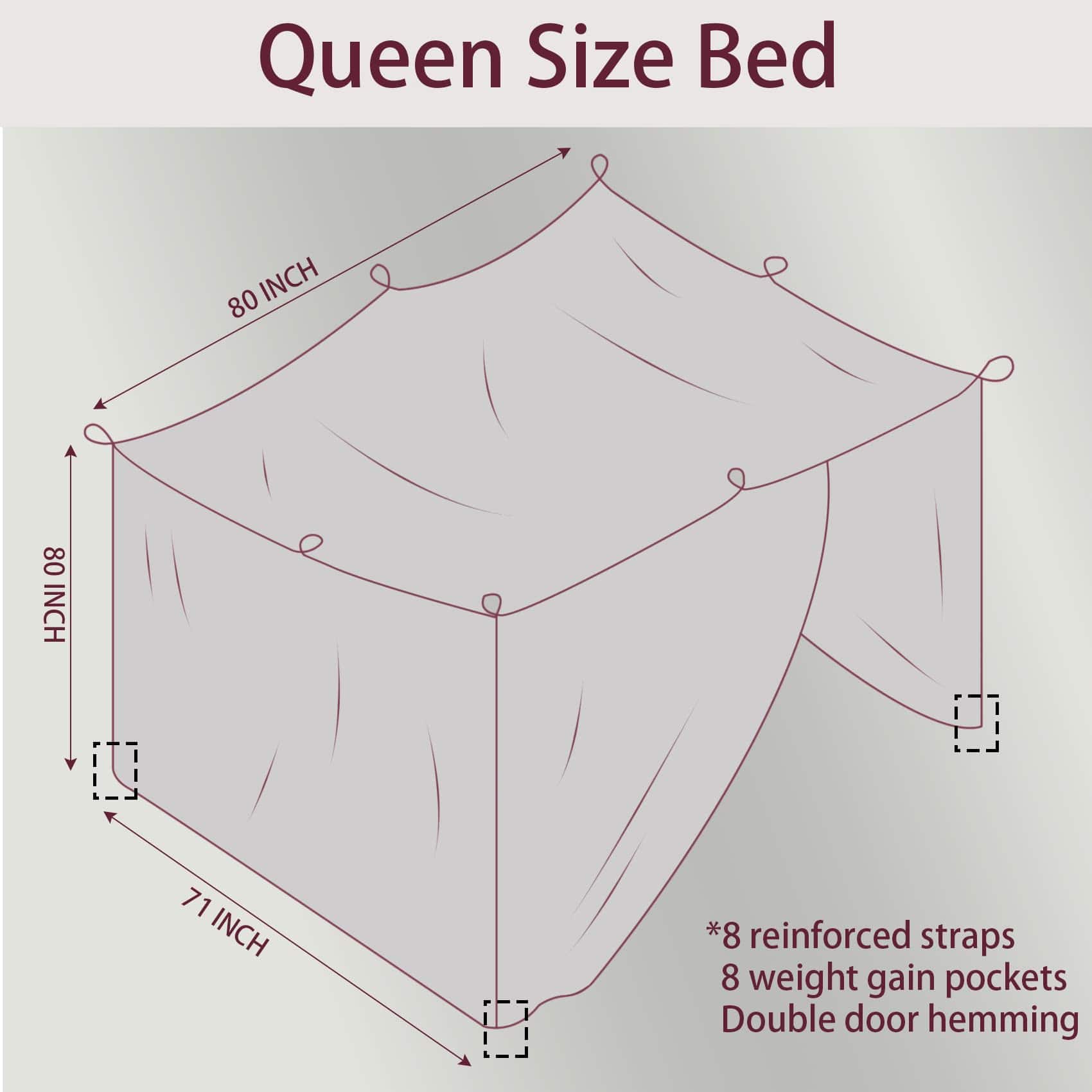 Mosquitero cuadrado de malla No-See-Um para cama Queen con - Imagen 4