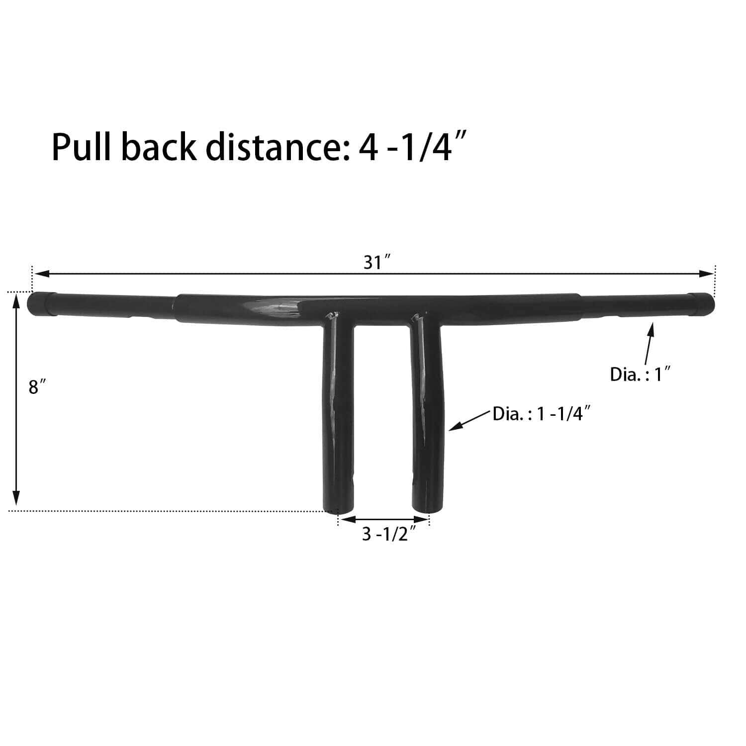 Manillar en T de 8'" Rise para Harley-Davidson FLST, FXST, - Imagen 6