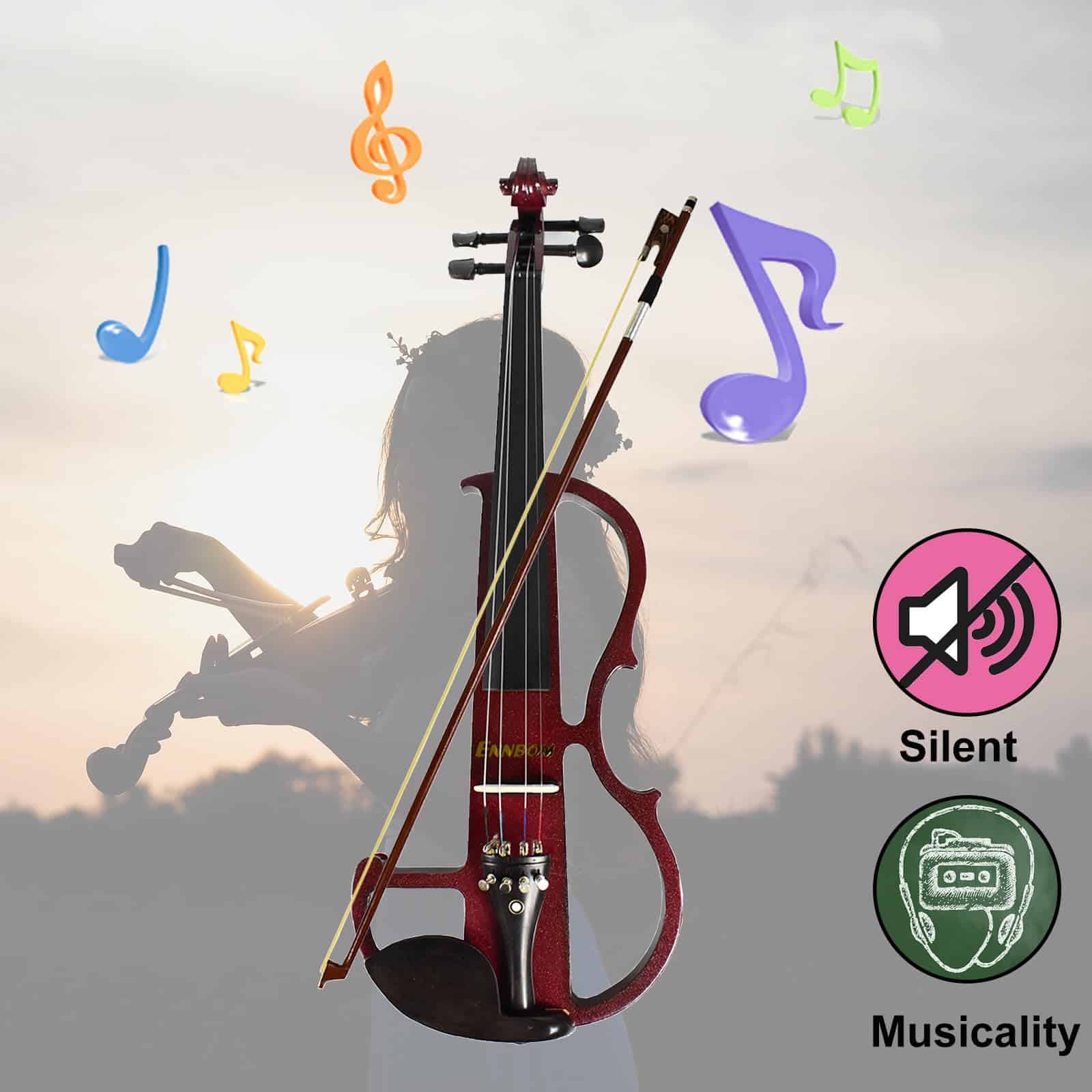 Violín Eléctrico ENNBOM para Principiantes 4/4 Ébano Violín - Imagen 3