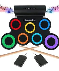 Set de Batería Electrónica, 7 Pads de Práctica, Roll-Up