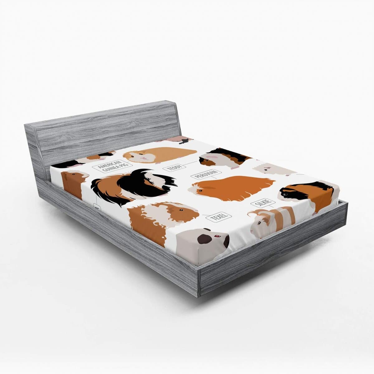 Lunarable Sábana Ajustable de Conejillo de Indias, Diseño