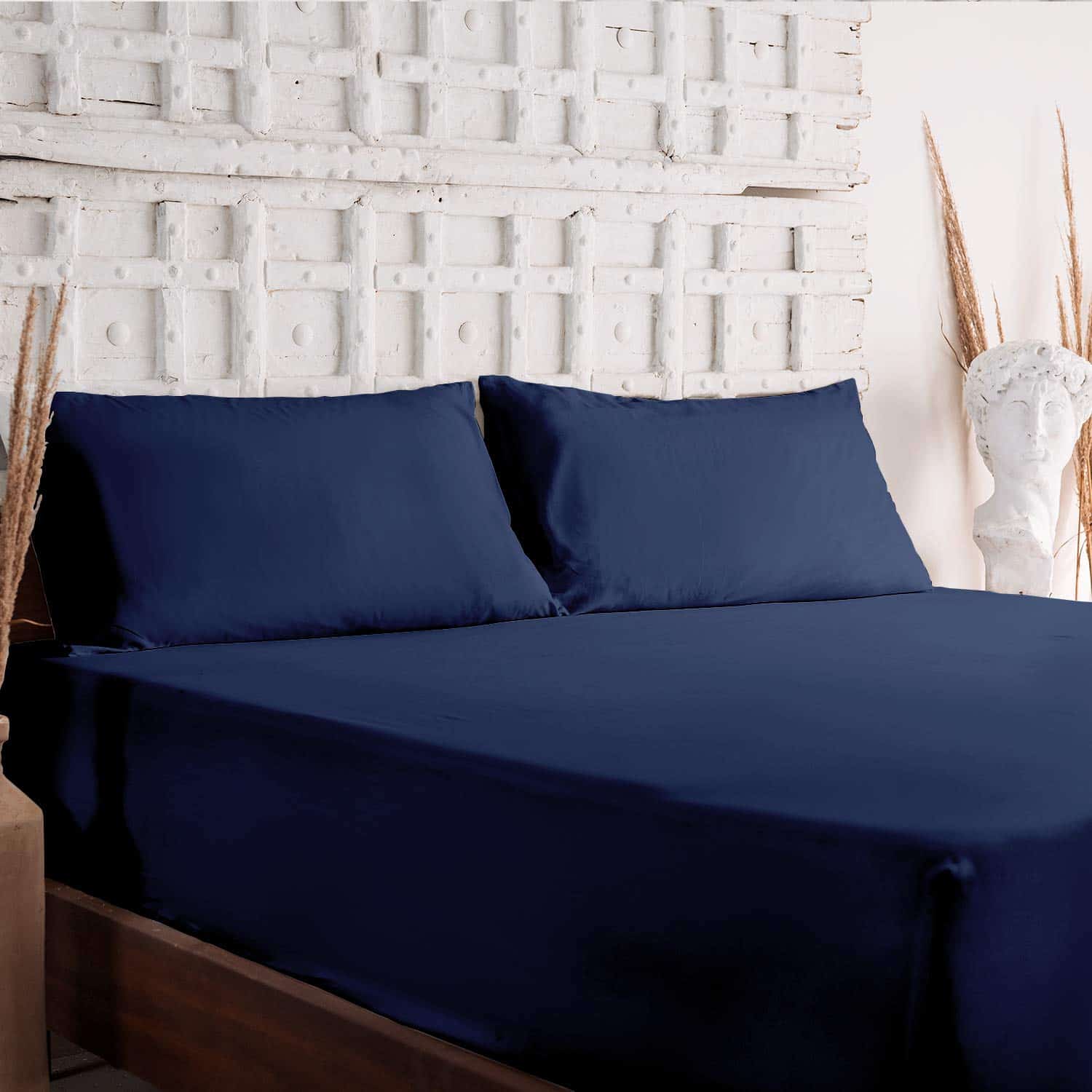 Sábana Ajustable Craftsworth 100% Algodón -Azul Marino