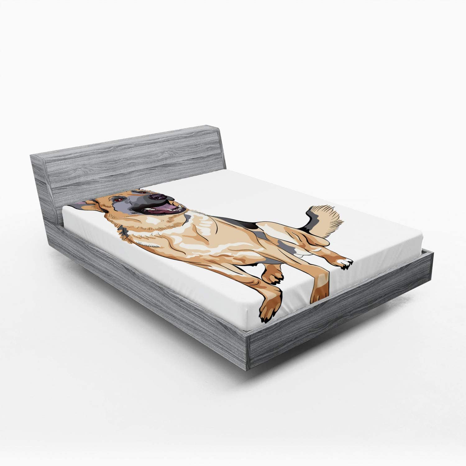 Sábana Ajustable Lunarable Pastor Alemán, -Gris Pálido Marró