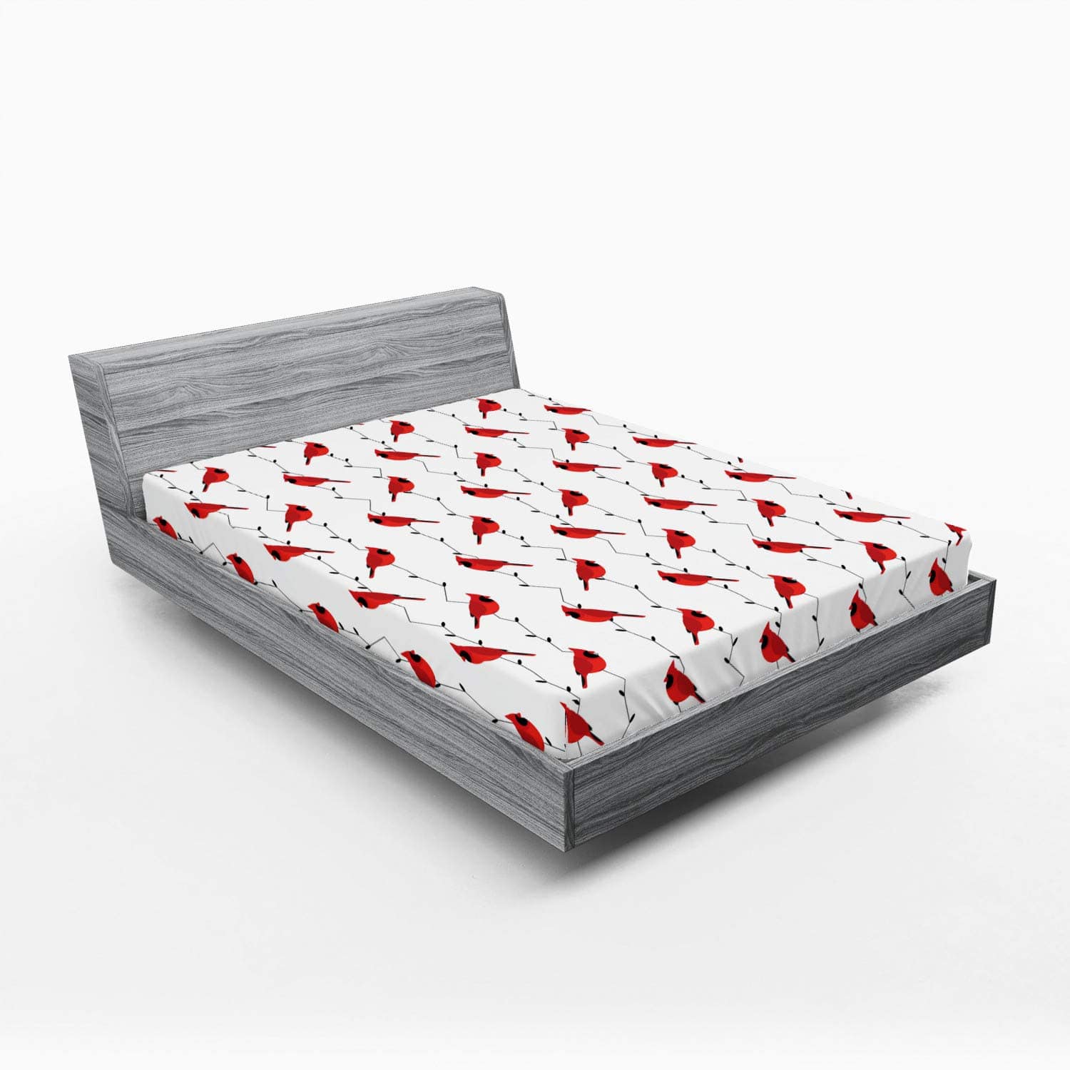 Sábana Ajustable para Cama Lunarable Cardinal Bird, Patrón