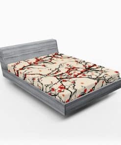 Sábana Ajustable Lunarable Japonesa, Naturaleza de Flor de