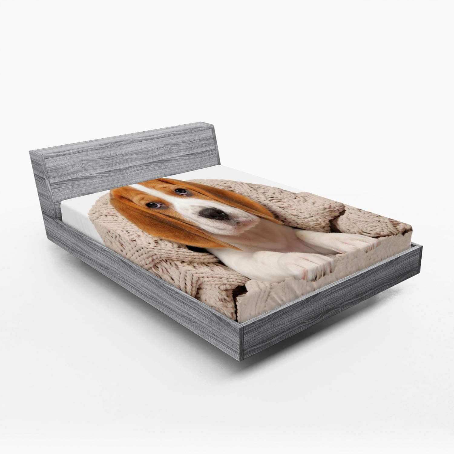 Lunarable Beagle Sábana Ajustable, Cachorro Acostado