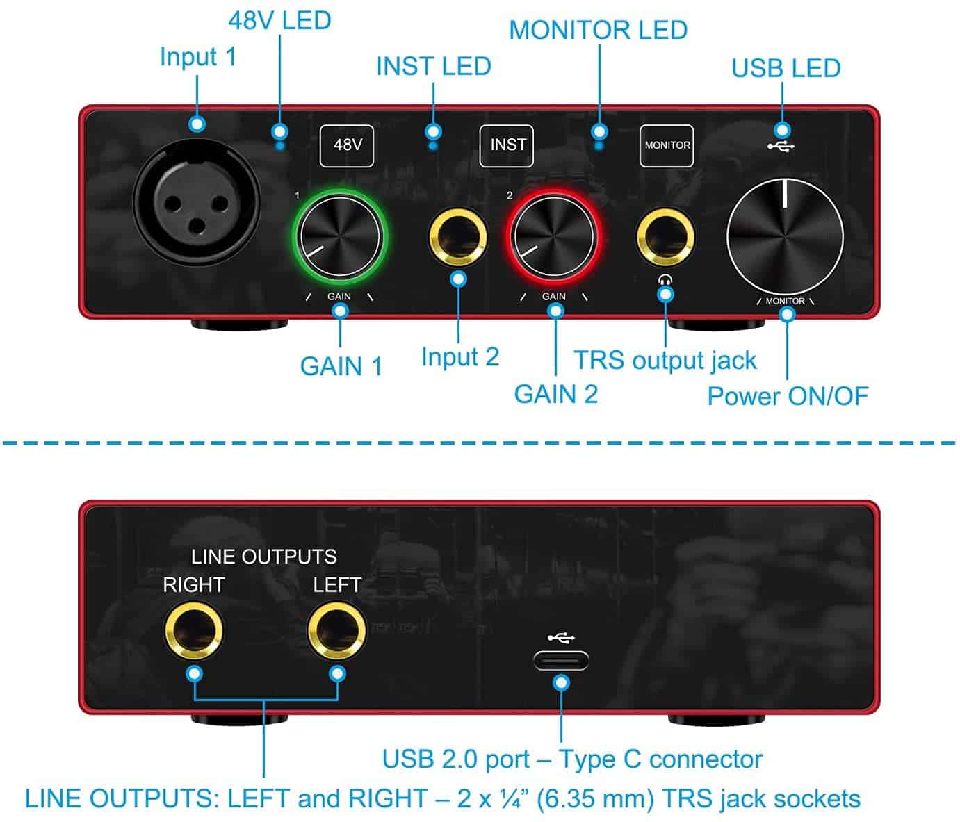 Interfaz de Audio USB con Preamplificador de Micrófono - Imagen 9