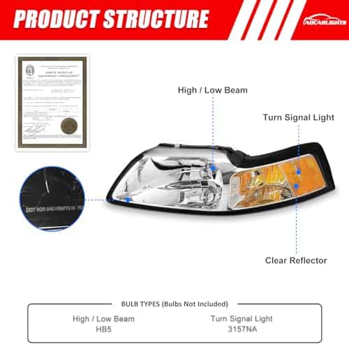 Faros Compatibles con Ford Mustang 1999 2000 2001 2002 2003 - Imagen 3