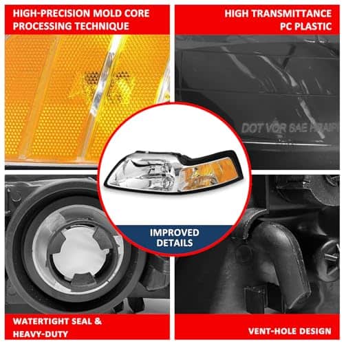 Faros Compatibles con Ford Mustang 1999 2000 2001 2002 2003 - Imagen 6