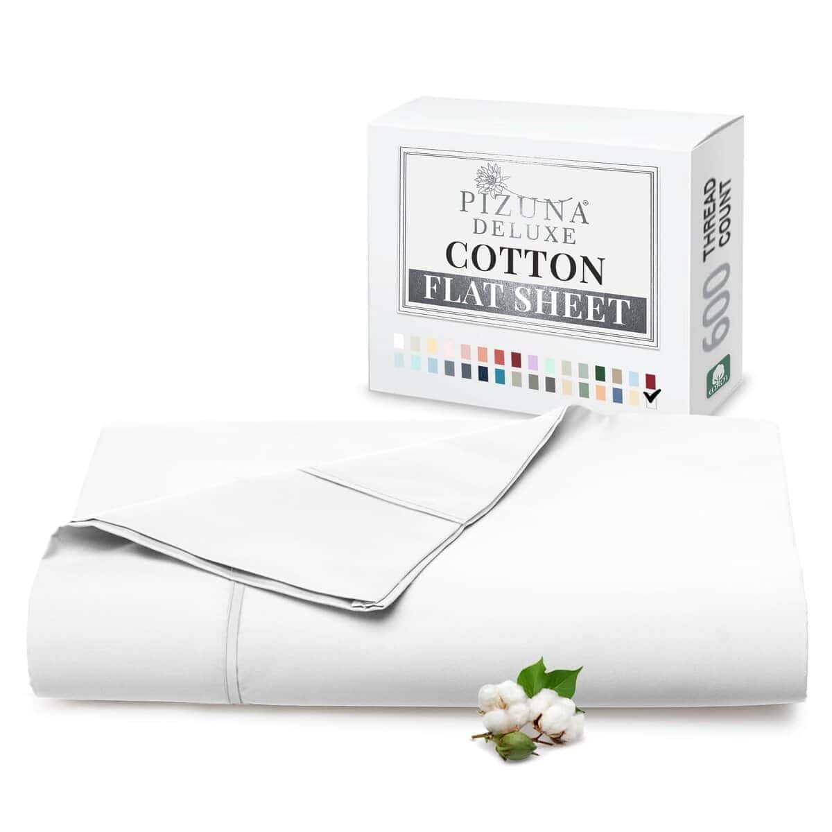 Sábana Plana Pizuna 100% Algodón King Blanco (1 pc), 600