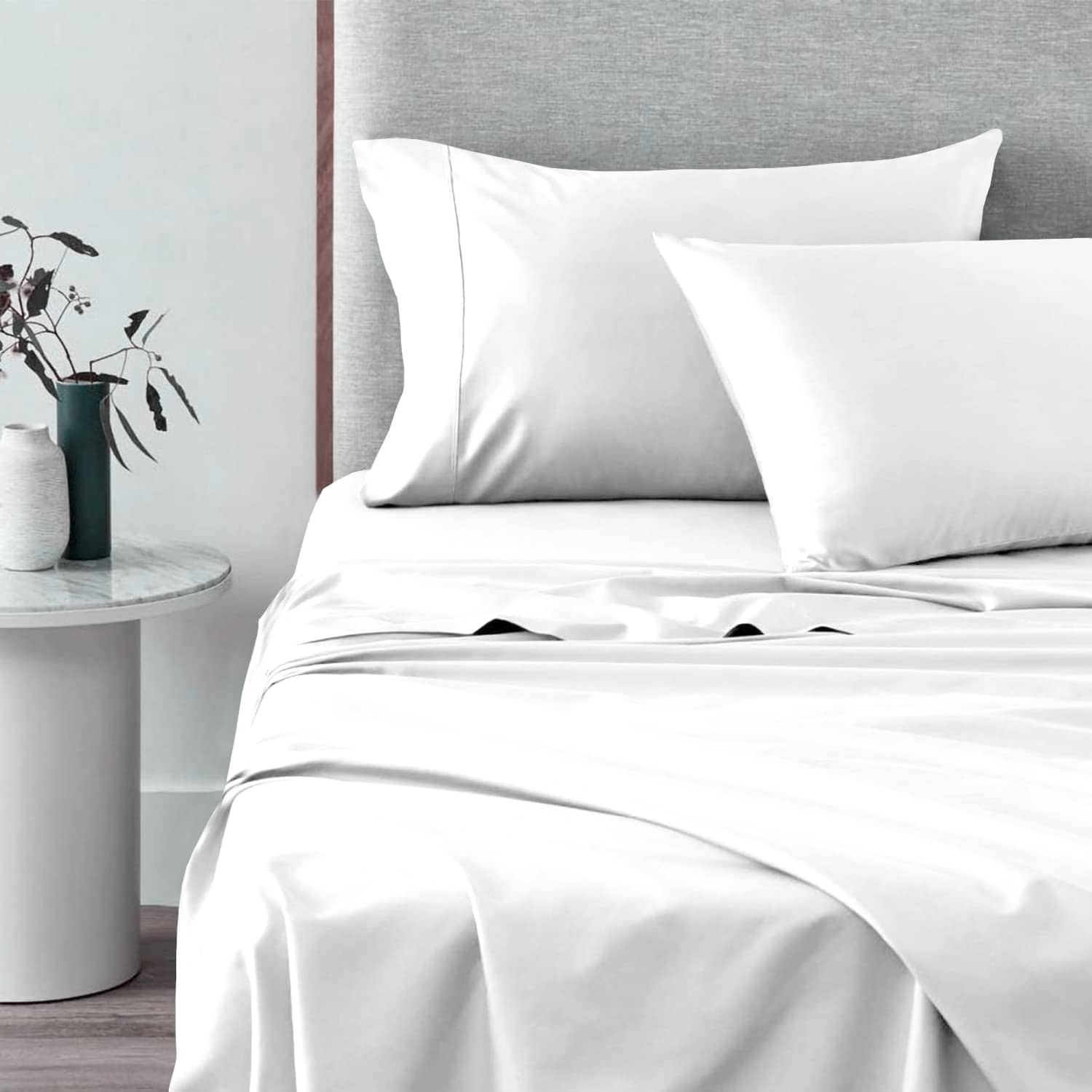 Juego de sábanas 100% algodón Pizuna -Blanco