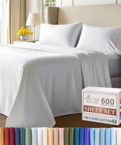 Juego de Sábanas de Algodón Puro Pizuna -Blanco