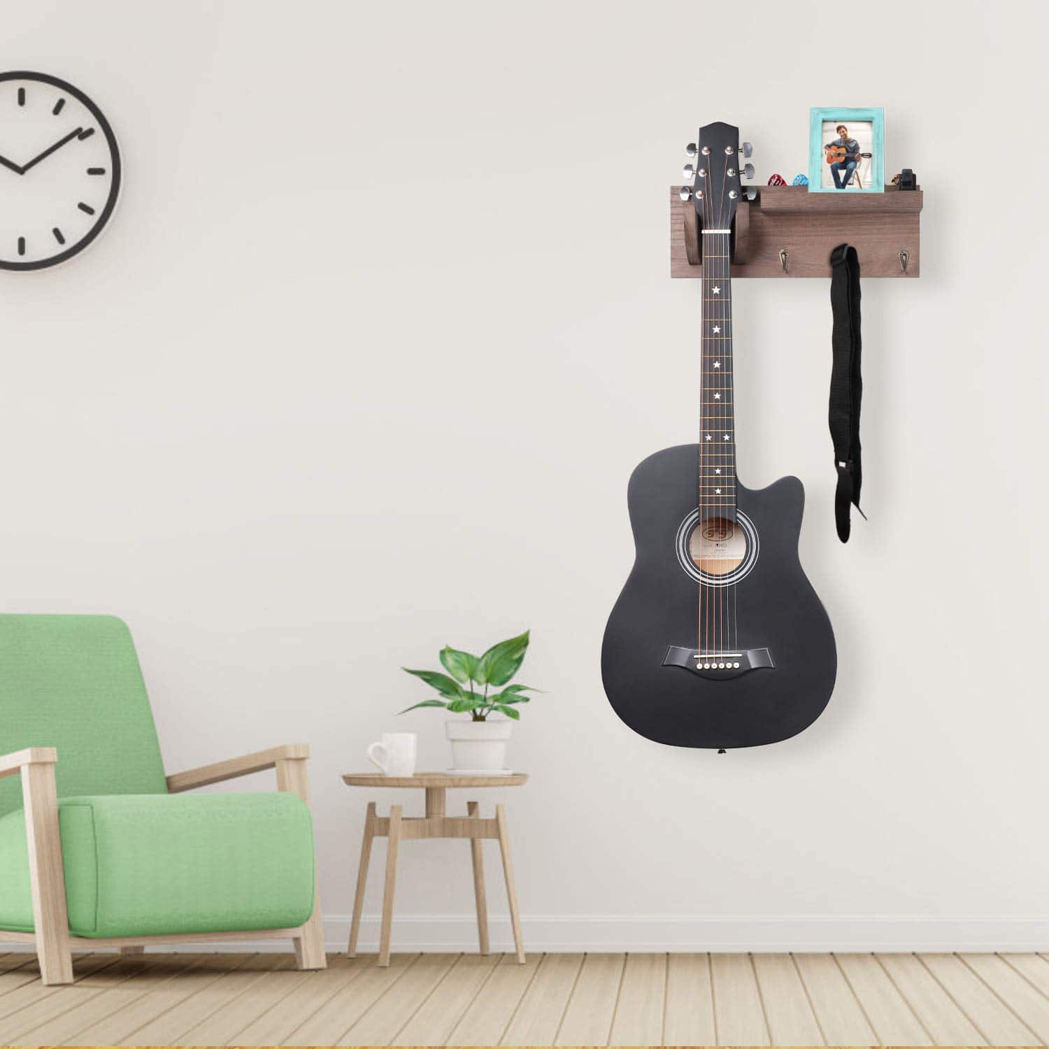 Bikoney Guitar Wall Hanger Guitar Holder Wall Mount Wood - Imagen 3