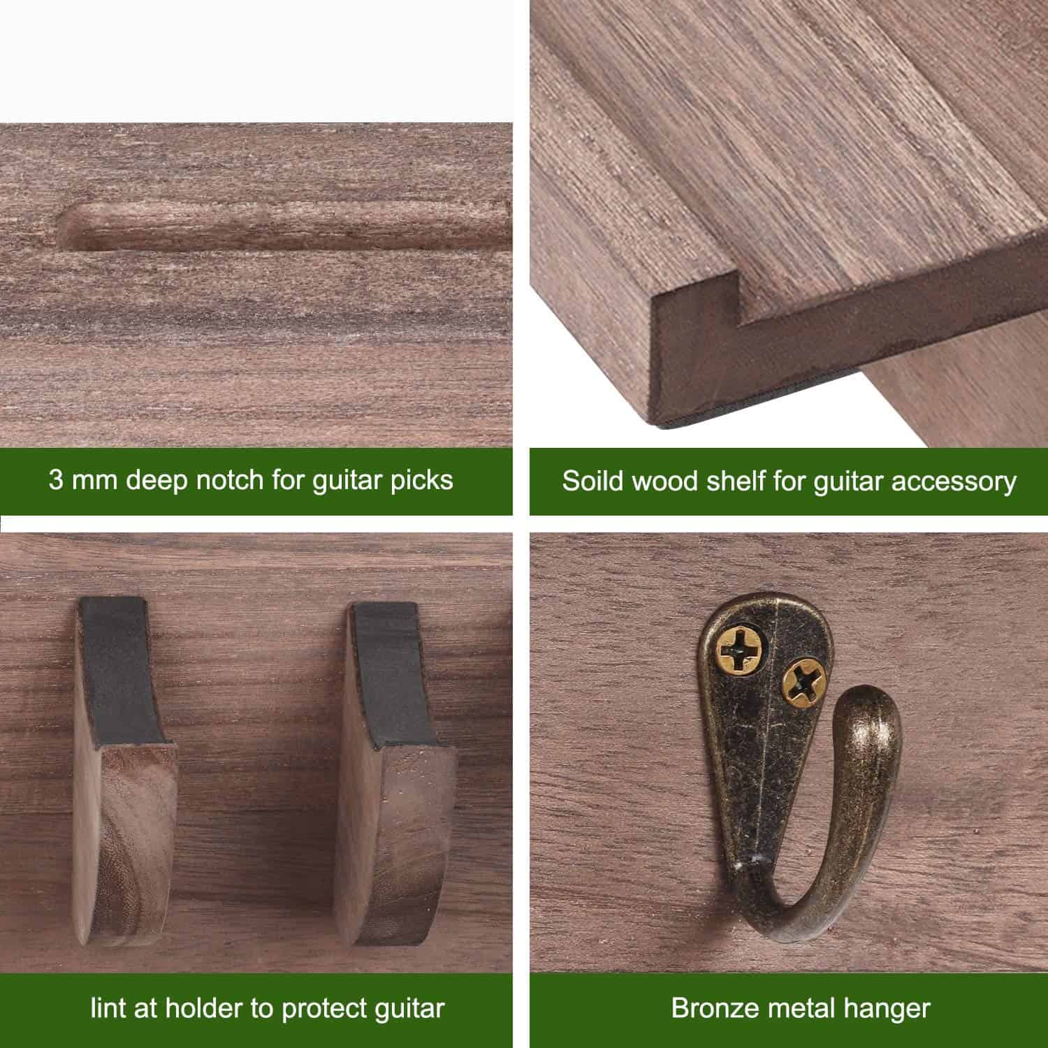 Bikoney Guitar Wall Hanger Guitar Holder Wall Mount Wood - Imagen 4