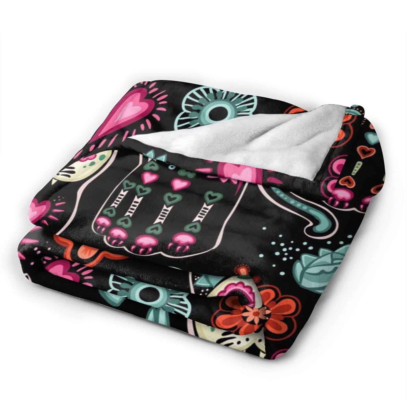 Manta de lanzamiento de Ouqiuwa Día de los Muertos Gato - Imagen 3