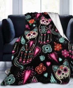 Manta de lanzamiento de Ouqiuwa Día de los Muertos Gato