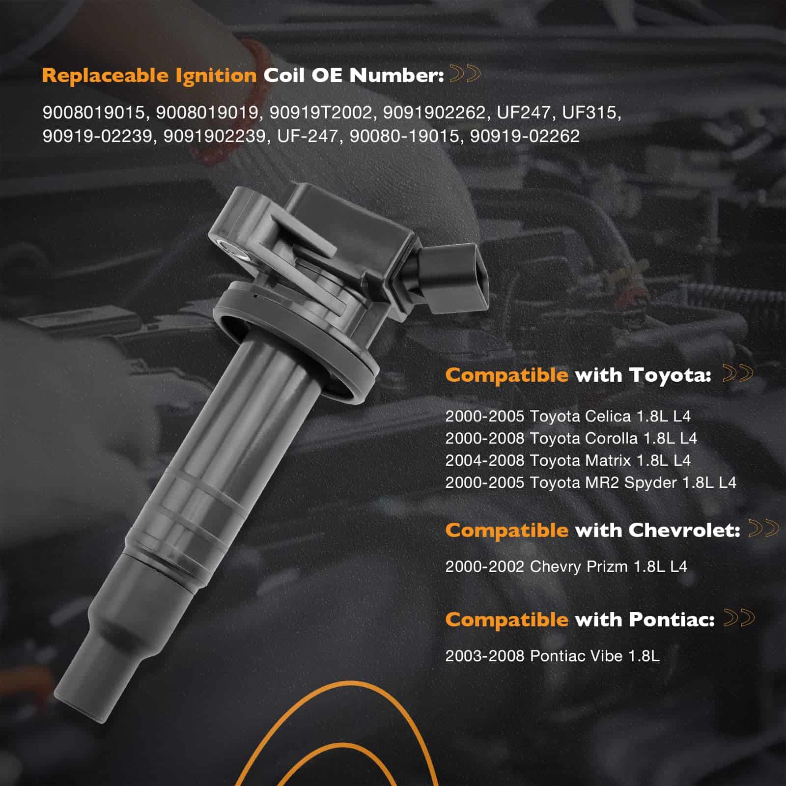 Conjunto de 4 bobinas de ignición compatibles con 1.8L L4 - Imagen 4