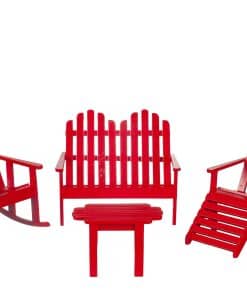 Set de Patio Rojo para Casa de Muñecas Miniatura Muebles de