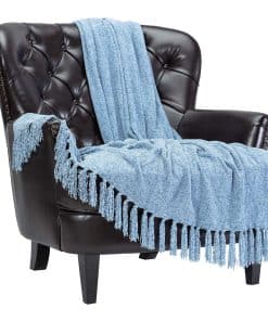 Manta de Chenilla con Borlas Chanasya Premium - Manta Suave