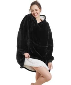 Manta con Capucha Aemilas, Sudadera de Sherpa con Bolsillo