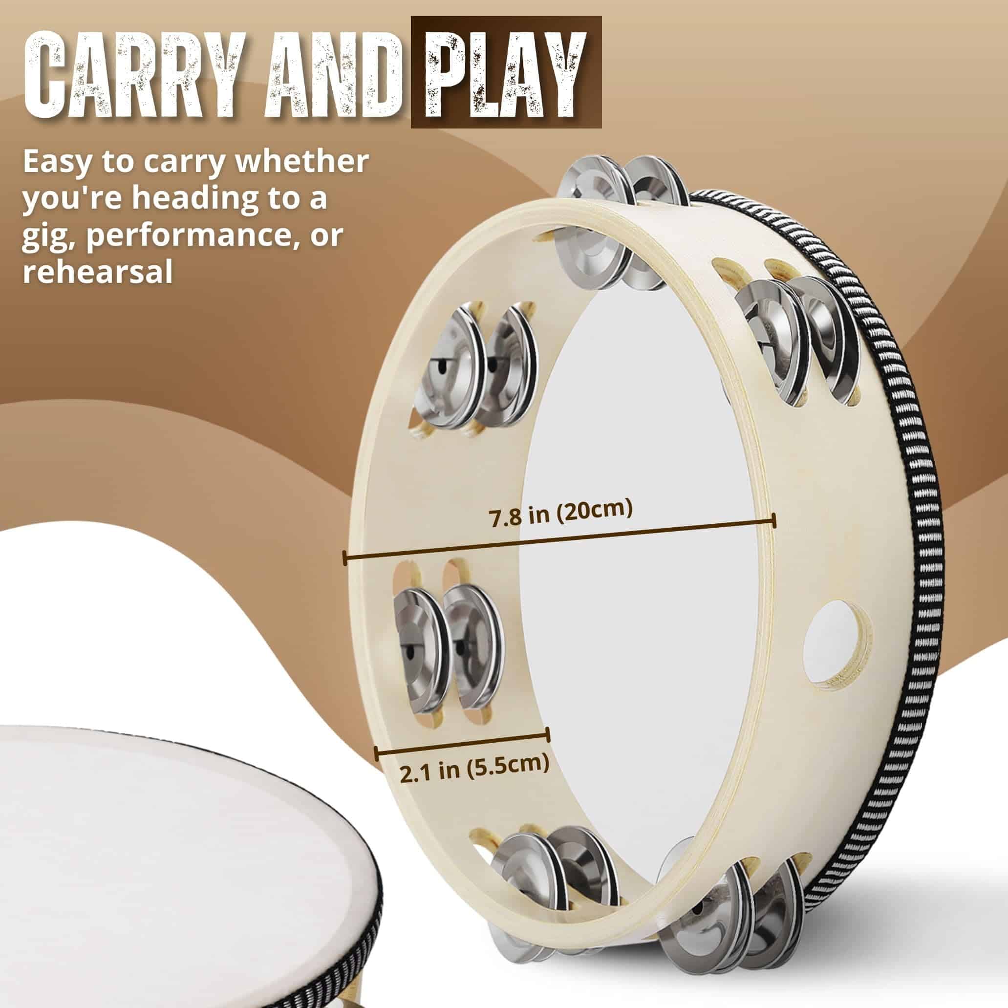 Tambor de mano de madera Flexzion (Paquete de 2) 8 pulgadas - Imagen 8