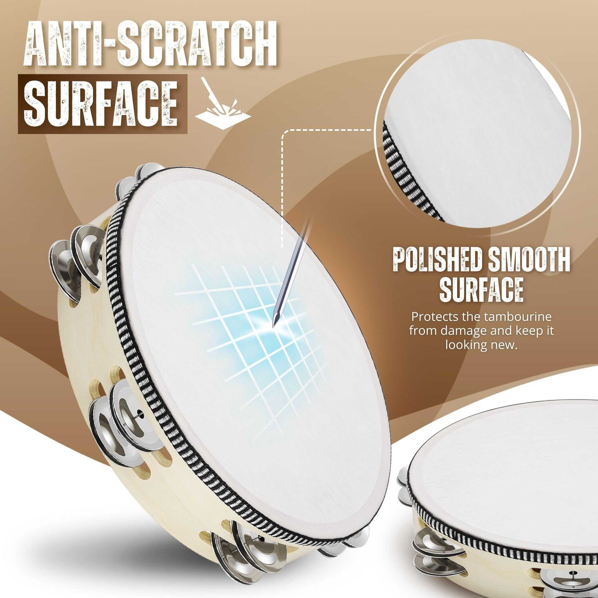 Tambor de mano de madera Flexzion (Paquete de 2) 8 pulgadas - Imagen 3