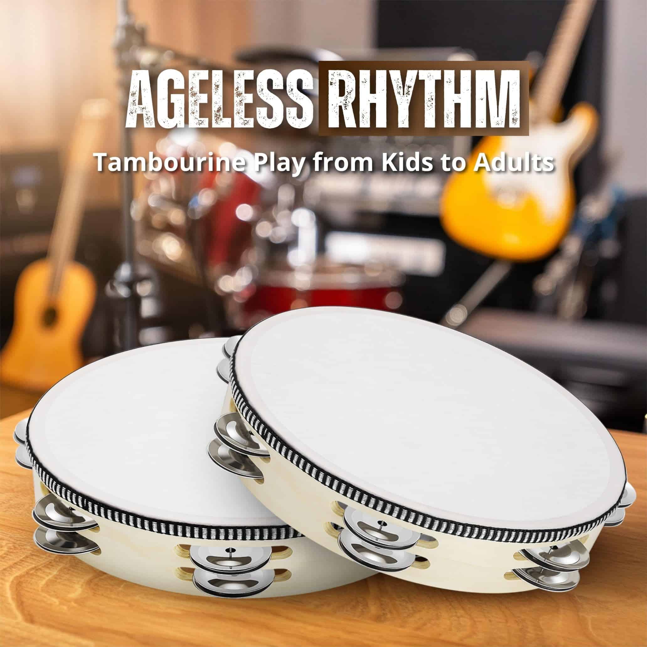 Tambor de mano de madera Flexzion (Paquete de 2) 8 pulgadas - Imagen 5