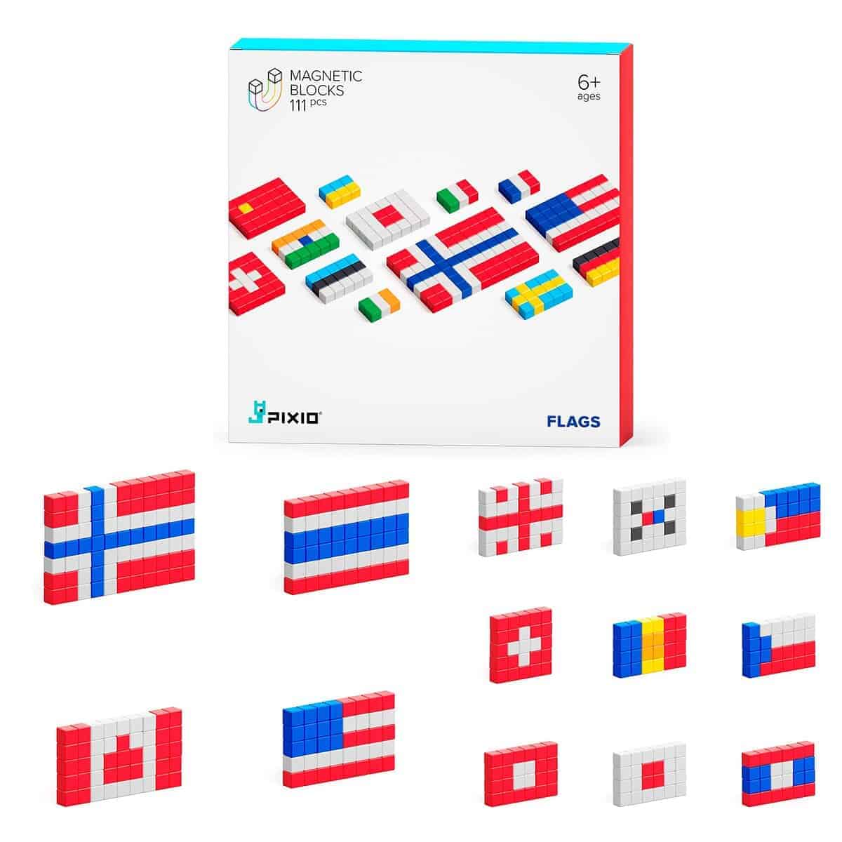 PIXIO Flags - Juguete de Bloques Magnéticos Pequeños en