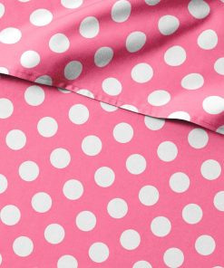 Juego de Sábanas Queen de 4 Piezas con Lunares Rojo Rosa